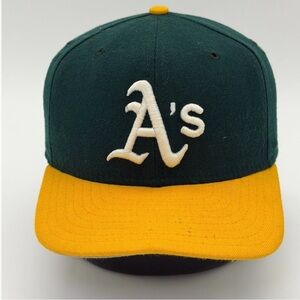 Vintage Oakland Athletics 59Fifty MLB Baseball Cap Green Yellow A's New Era Sz 7